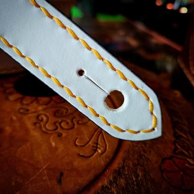 White Wolf - Handmade and hand stitched leather guitar strap [SOLD, MORE MADE TO ORDER] image 8