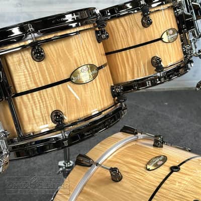 Pearl Masterworks 7pc Drum Set Fiddleback White Sycamore w/Black Nickel Hardware image 4