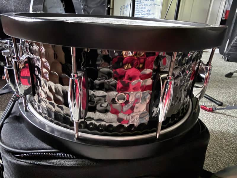 Gretsch S1-6514WH-BSH Full Range Series Hammered Steel 6.5x14" Snare Drum with Wood Hoops 2012 - Present - Hammered Black Nickel Over Steel