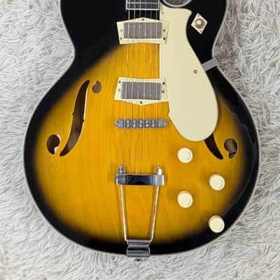 Silvertone 1446TTSB Single Cut Semi-Hollow Guitar w/Trapeze Tobacco Sunburst image 1