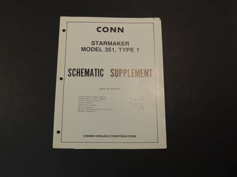 Conn Starmaker Model 351 Type 1 Schematic Supplement