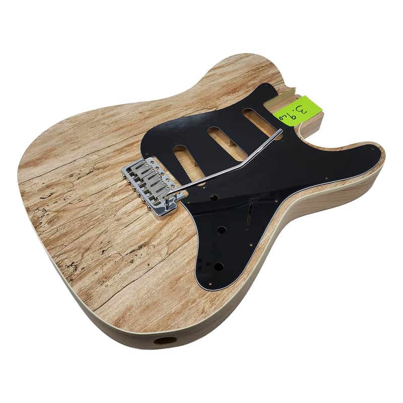 Carparelli  Custom Hybrid Spalted Veneer T/S-Style Guitar Body – 2pc Ash • Cream Binding • SSS Routing • 56mm Tremolo • Unfinished image 1