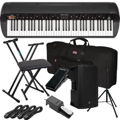 Korg SV-2 73-Key Vintage Stage Piano (Black) (Korg DS-2H Pedal Included), Mackie Thump12A, Speaker Stand, Keyboard Stand, Bench, Gator GKB-76 Bag, Nektar NX-P, (4) 1/4 Cables Bundle