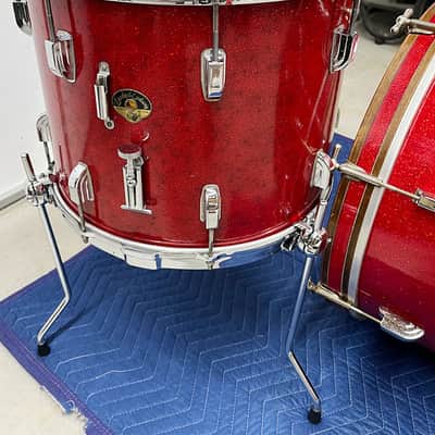 Vintage 1952 / 1953 Leedy & Ludwig 12/15/20 Drum Set in Red Sparkle image 4