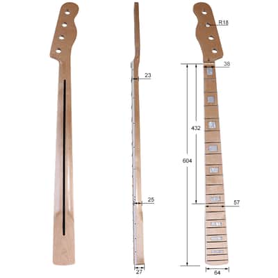 Maple Bass Left handed Neck,20 fret image 4
