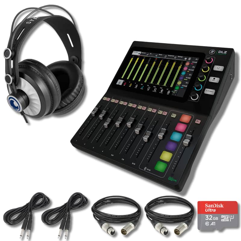 Mackie DLZ Creator Adaptive Digital Mixer for Podcasting, Streaming and YouTube with Studio Grade Podcasting Headphones, XLR & Instrument Cables, 32GB microSD Card and StreamEye Polishing Cloth image 1