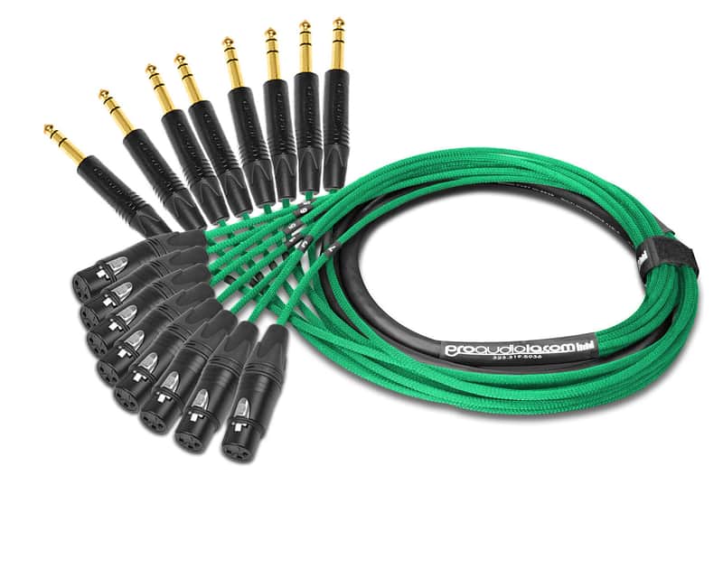 Premium Mogami 2932 8 Channel Snake | Neutrik Gold XLR-F to 1/4" TRS | Green | 90 Feet image 1