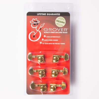 Grover 406G Mid-Size Locking Rotomatic Guitar Tuners 3x3 Gold image 1