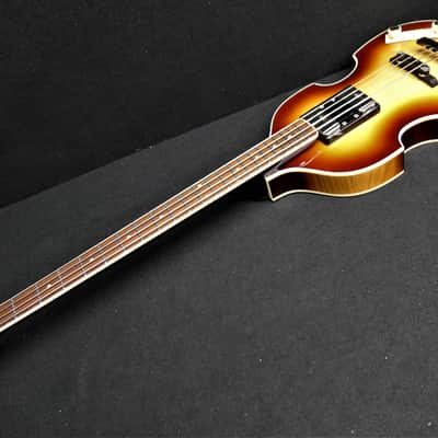 Hofner HCT-500/1-CV Cavern McCartney Revolution Look Custom Beatle Bass Tea Cups, RUGBY BALL TUNER BUTTONS & LaBella 760FHB2 Flats image 7