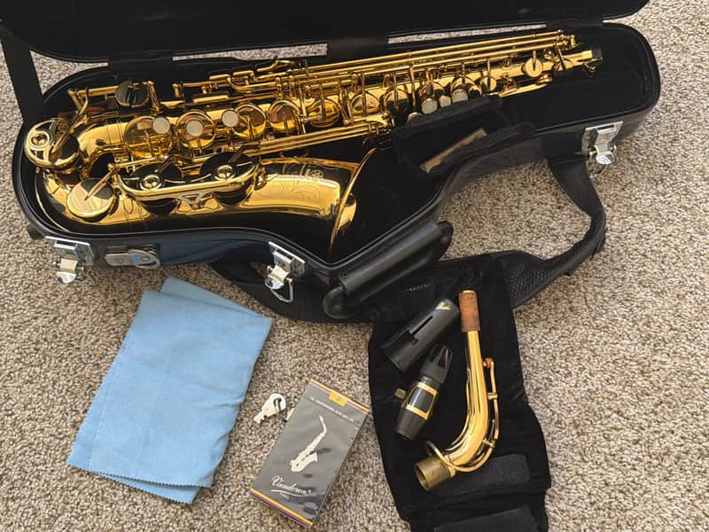 Yamaha YAS-475 Alto Saxophone w/ Selmer S90 mouthpiece & a hard case & accessories image 1
