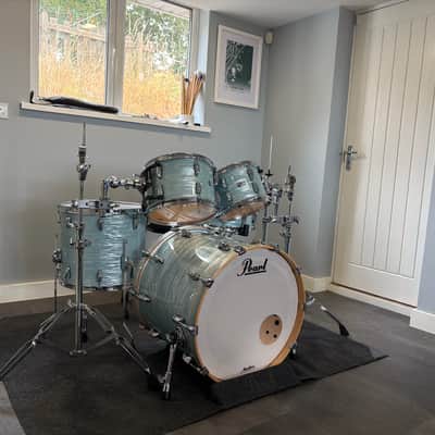 Pearl Masters Maple Complete 22" 5-Piece Drum Kit - Ice Blue Oyster + Sabian AAX Cymbals 2019 image 2
