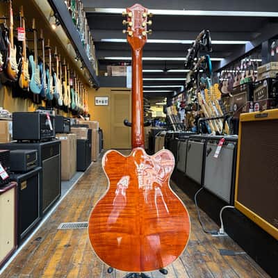 Gretsch Electromatic LTD Flame Okoume Broadkaster Semi-Hollow Electric Guitar with Bigsby Roundup Orange Stain image 6