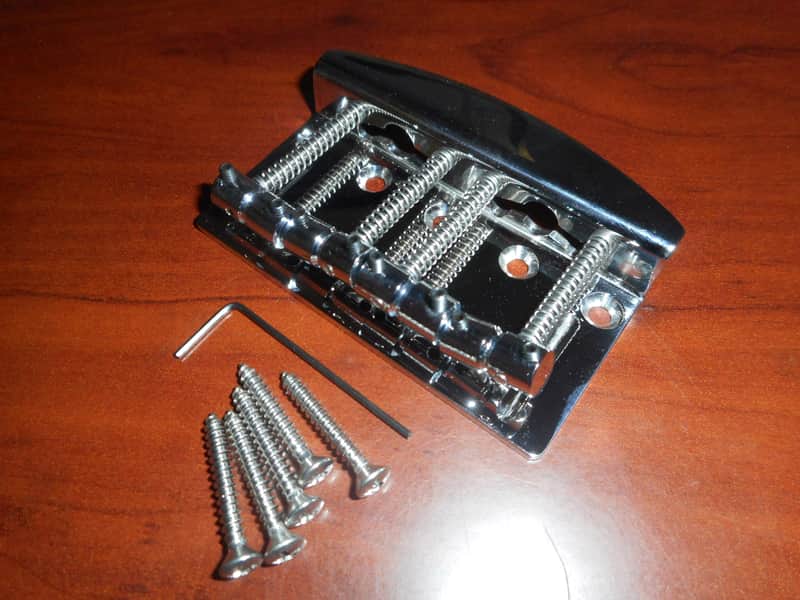 Hipshot 4-String Vintage Bass Bridge, Stainless Steel - .708" String Spacing image 1