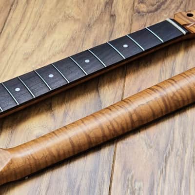 Telecaster Compatible Roasted Flame Maple and Rosewood Guitar Neck Satin image 1