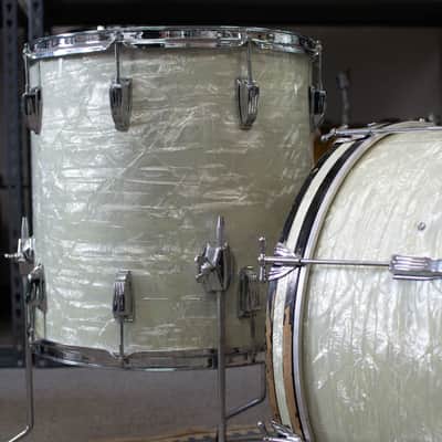 1960s Ludwig "Super Beat" White Marine Pearl Drum Kit image 4