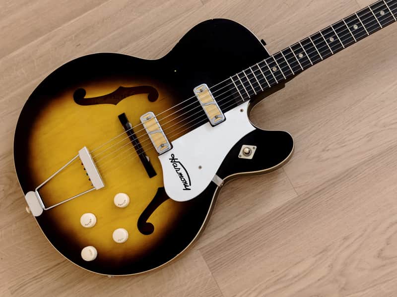 1963 Harmony Rocket H54 Vintage Electric Guitar Sunburst w/ DeArmond Gold Foils image 1