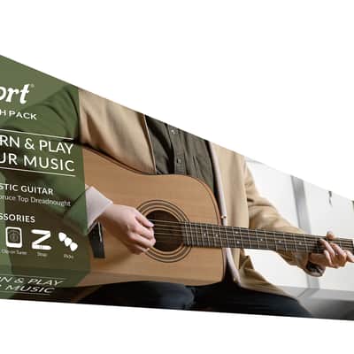 Cort EARTHPACKOP Earth Series Solid Sitka Spruce Top 6-String Acoustic Guitar Starter Pack w/Gig Bag, Tuner, Picks & Strap image 3