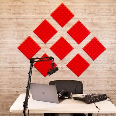 Gator Frameworks 8 Pack of 12x12" Acoustic Pyramid Panels - Red image 4