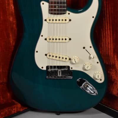 1998 Fender American Deluxe Stratocaster Transparent Teal w/HSC image 2