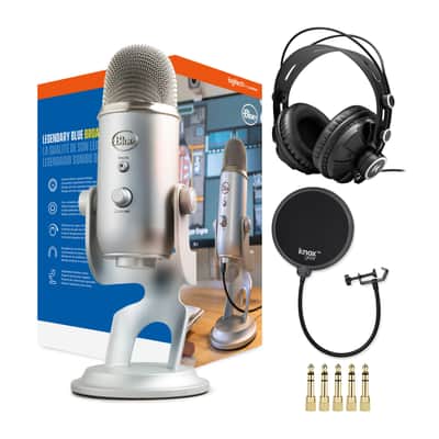 Blue Microphone Yeti USB Mic (Silver) with Knox Gear Headphones Bundle image 8