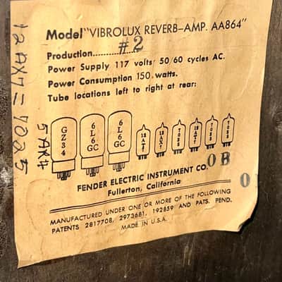 Wonderful Early 1965 Fender Vibrolux Reverb 2-Channel 35-Watt 2x10" Pre CBS Black Panel Combo Amp, This is a Fantastic Amplifier ! image 9