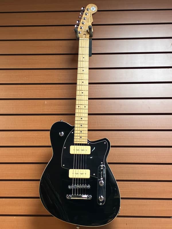 Reverend Charger 290 with Roasted Maple Fretboard in Midnight Black with Black Pickguard w/ Two Tone Case image 1