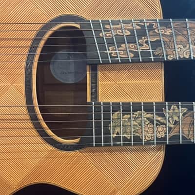 Blueberry 2009 Natural/Hand carved Top with Bat--Double Neck Acoustic Guitar image 4