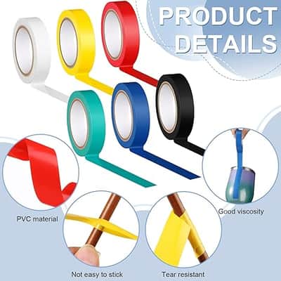 6 Rolls Drum Stick Tape Drumstick Wrap Drumstick Tape Anti Slip for Drumming Accessories, 0.4 Inches Wide, 16.4 Yards Long, 6 Colors image 2