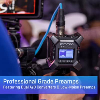 Zoom F3 Professional Field Recorder, 32-Bit Float Recording, 2 Channel Recorder, Dual AD Converters, 2 Locking XLR Inputs, Battery Powered, Wireless Control image 4