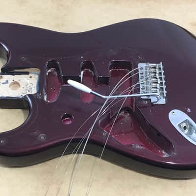 Lefty Vintage 1997-98 Fender Relic Standard Strat Body Guitar Old Wine Red Hardware image 1