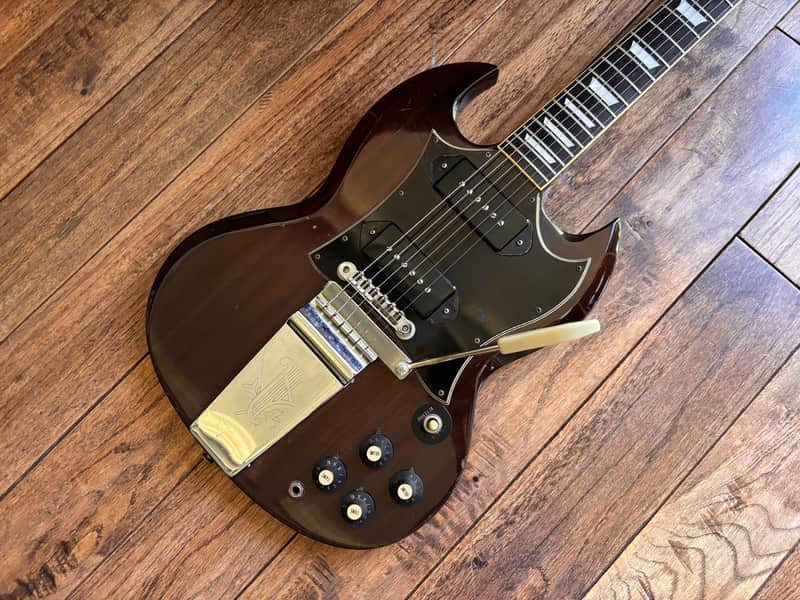 Rare Vintage 1973 Burny FSG-80 Electric Guitar Walnut P90s Vibrola Tremolo MIJ Japan image 1