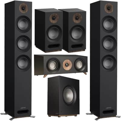 Jamo S 809 5.1 Home Theater Speaker System Bundle with Floorstanding, Bookshelf, Center & Subwoofer \u2013 Dolby Atmos Ready, 240W Front Speakers, 10\u201D Sub, Magnetic Grilles image 1