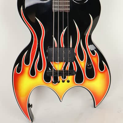 Brownsville New York Bat Electric Bass Guitar Hot Rod Flame w/ Gig Bag image 1