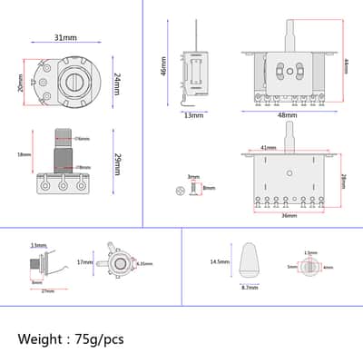 Full Alpha Size Potentiometers Guitar Wiring Harness Prewired Kit 5 Way  Switch  for strats image 3