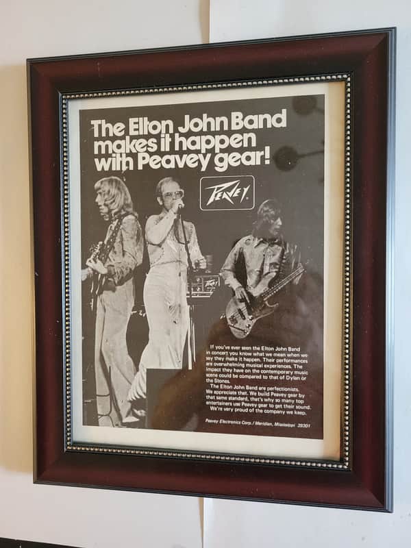 1975 Peavey Guitars Promotional Ad Framed Elton John Rare Original image 1