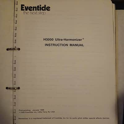 Instruction Manual (copy) for Eventide H3000 Ultra-Harmonizer 1986 image 3