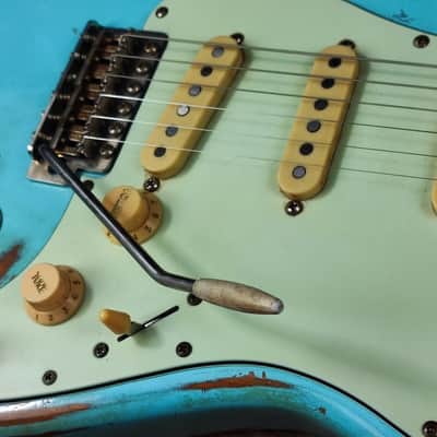 MyDream Partcaster Custom Built - Heavy Relic Sonic Blue J. Mayer image 3