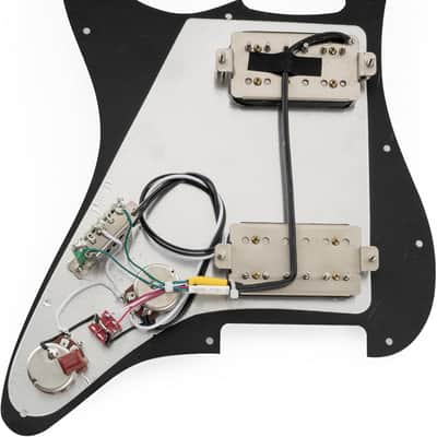 Pro-SE ST-HH-OMHA Pre-wired Pickguard with Alnico 5 Humbuckers Mini Toggle Switch for Strat Style Electric Guitar, 3Ply Black image 2