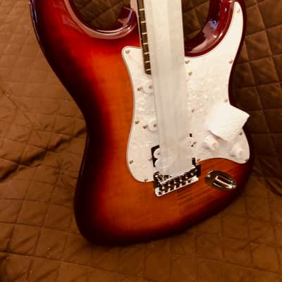 Washburn SFDSB Deluxe Sonamaster Double Cut Solid Body Flame Maple Top Maple Bolt-on Maple Neck 6-String Electric Guitar image 6