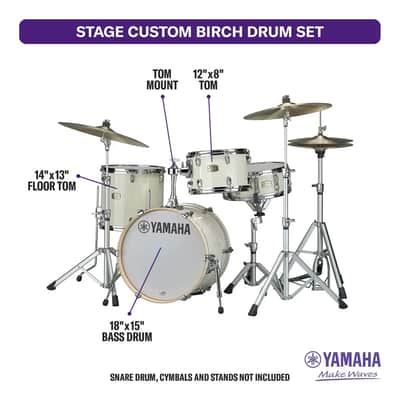 Yamaha Stage Custom Birch 3pc Jazz Drum Set Classic White image 2