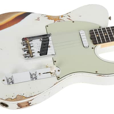 New Fender Custom Shop 1960 Telecaster Custom Heavy Relic Aged Olympic White Over Chocolate 3 Color Sunburst image 6