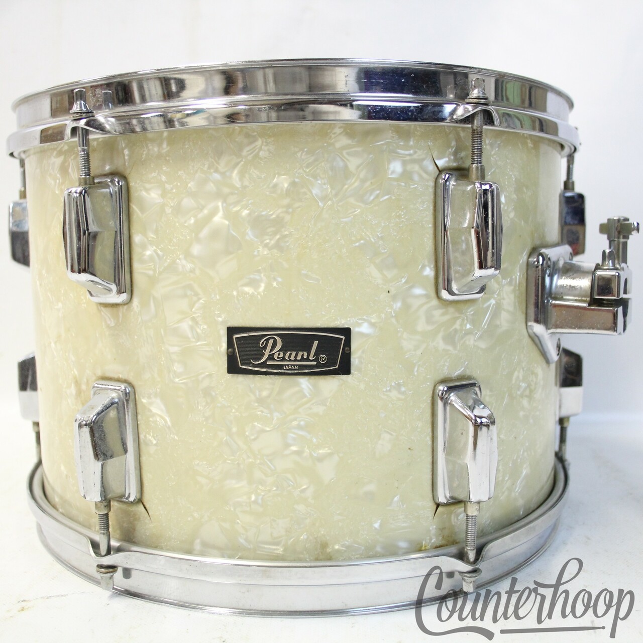 Pearl 13x9"Tom Drum WMP Wood-Fiberglass Tom Drum White Marine Vintage 70s Japan — main photograph