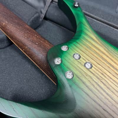 Headless Multiscale 7 String Electric Guitar in Trans Green Burst w/Deluxe GigBag image 20