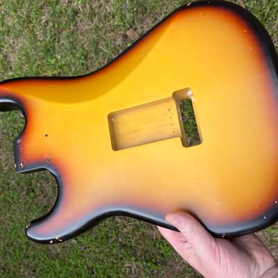 MJT Vintage Aged Nitro Guitar Body VTS 3 Tone Burst Body Only No  Parts Incuded image 4