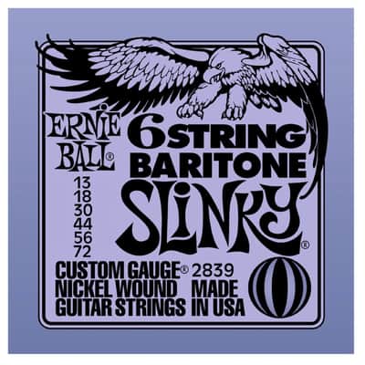 Ernie Ball 2839 6-string Baritone Slinky Electric Guitar Strings Small Ball End 29 5/8 Scale (13-72) image 2