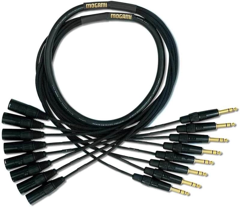 Gold 8 TRS-XLRM-25 Audio Adapter Snake Cable, 8 Channel Fan-Out, 1/4" TRS Male Plug to XLR-Male, Gold Contacts, Straight Connectors, 25 Foot image 1