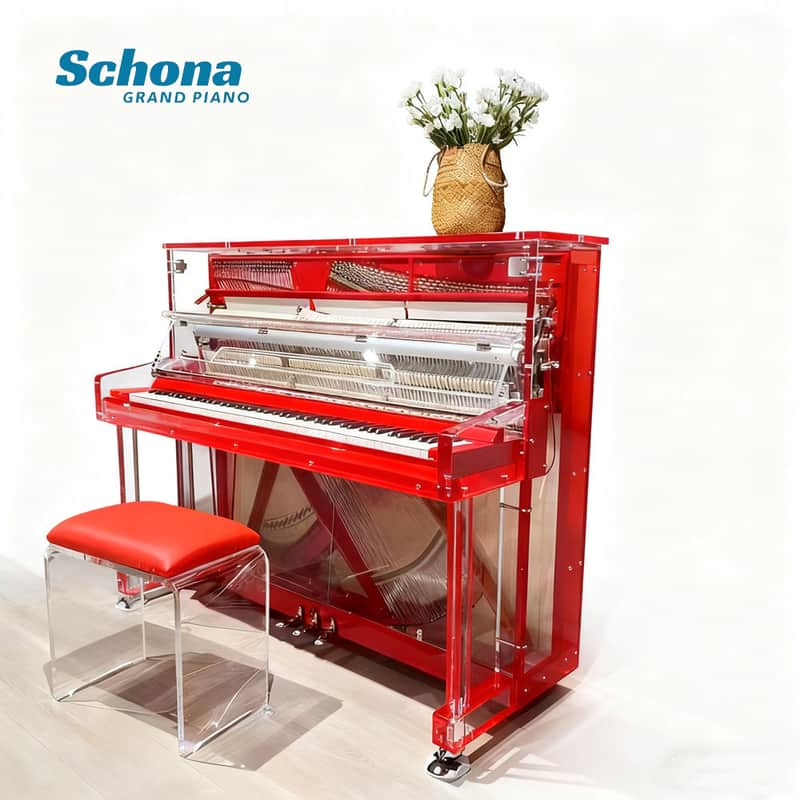 SCHONA UP-125 Custom Modern Luxury 88-Key Acrylic Crystal Upright Mechanical Piano Solid Wood Keyboard Soundboard image 1