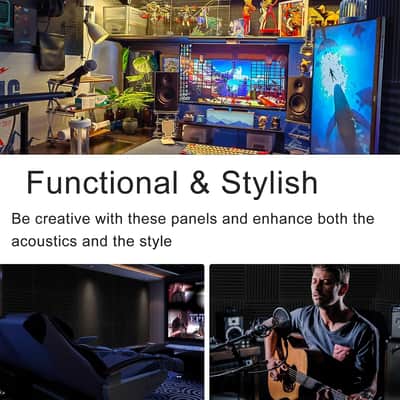54 Pack Acoustic Foam Panels1 X 12 X 12Inchesï¼Œnoise Absorption And Reduction Fireproof Foam Suitable For Studios, Homes, Recording Studiosï¼Œwith 270Pcs Double-Side Adhesive(Black) image 6