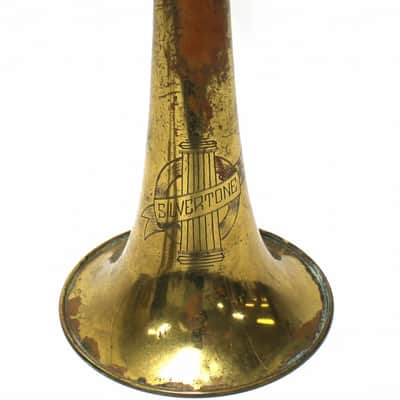 Silvertone Tenor Trombone, USA, Lacquered Brass with case/MP. Good condition, with wear/tarnish image 3