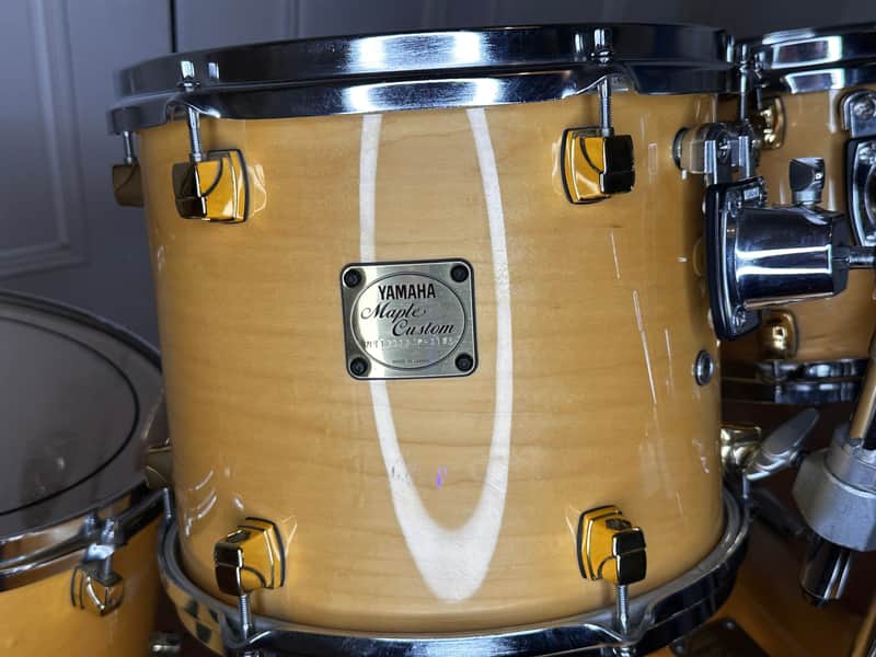 Yamaha Maple Custom 12" x 10" Tom Natural (Blonde) Gloss Finish Bronze Lugs image 1